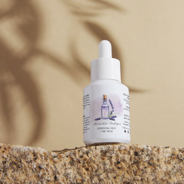 Botanical Lavender Essential Oils Watercolor Label (Botanical Lavender Essential Oils Watercolor Label)