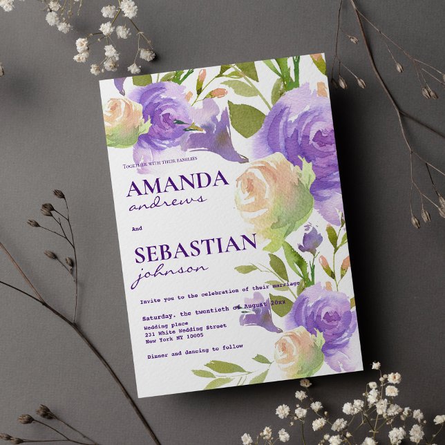 Botanical lavender pink mint green floral wedding  invitation (Botanical lavender pink mint green floral wedding)