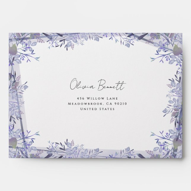 Botanical Lavender Wedding Envelope (Front)