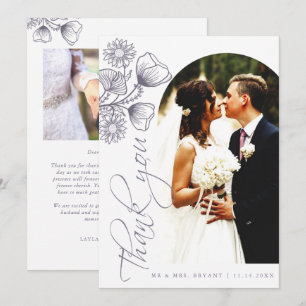 Botanical Lavender Wedding Thank You Photo Card
