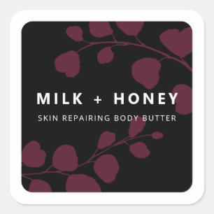 Botanical Leaf Black And Purple Product Labels