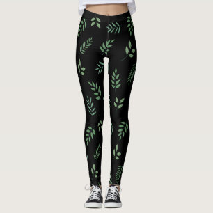 Botanical Leaf Design Leggings – Trendy & Comfy