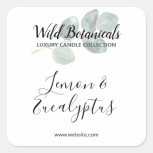 Botanical Leaf Logo White Candle Product Labels