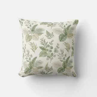 Botanical Leaf Pattern Throw Pillow 