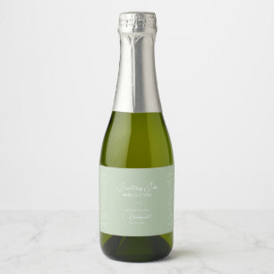 Botanical Leaf Vine Sage Green Bridesmaid Proposal Sparkling Wine Label