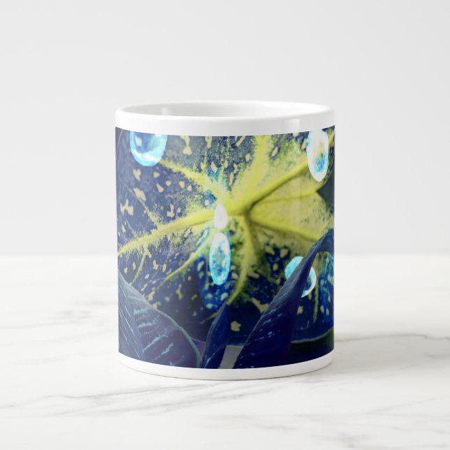 Botanical Leaf with Water Droplets Jumbo Mug (Front)