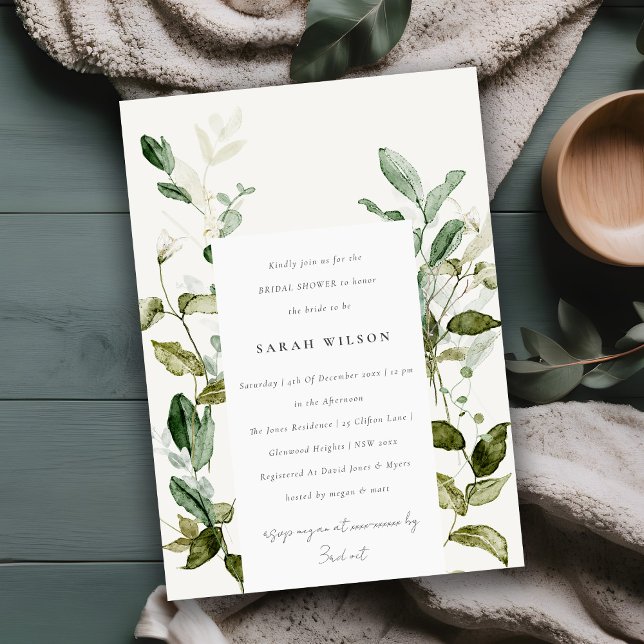 Botanical Leafy Foliage Watercolor Bridal Shower Invitation (Creator Uploaded)