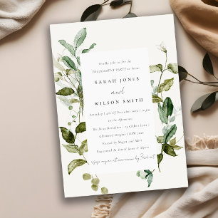 Botanical Leafy Foliage Watercolor Engagement Invitation