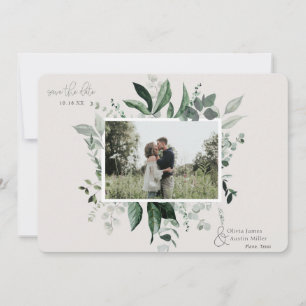Botanical Leafy Greenery Photo Frame Save the Date