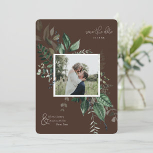 Botanical Leafy Greenery Photo Frame Save the Date