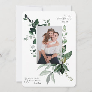 Botanical Leafy Greenery Photo Frame Save the Date