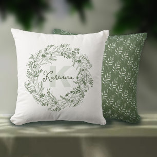 Botanical Leafy Monogram K Cushion