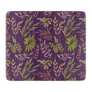 Botanical Leaves: A Stunning Purple Back Cutting Board