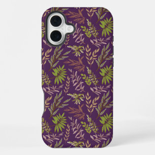 Botanical Leaves: A Stunning Purple Back iPhone 16 Plus Case