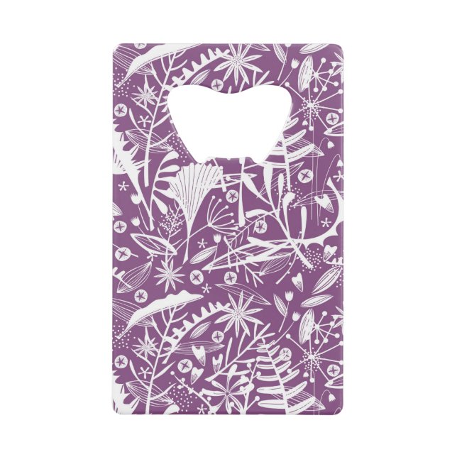 Botanical Leaves and Flowers Purple (Front)
