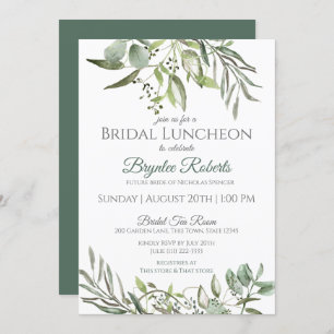 Botanical Leaves and Greenery Bridal Luncheon Invitation