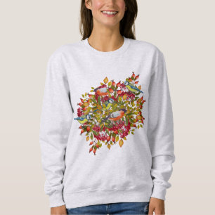 Botanical Leaves Berries and Birds Autumn Sweatshirt