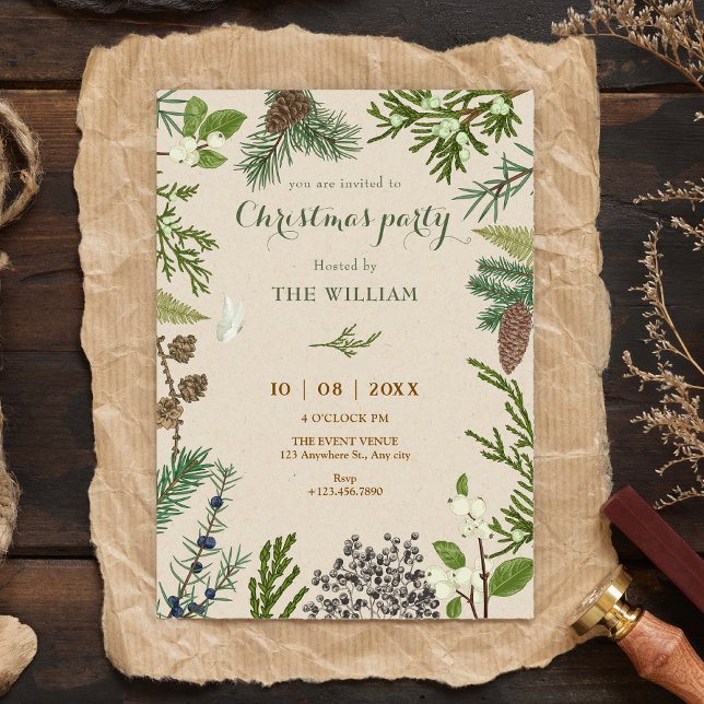 Botanical leaves christmas  invitation (Creator Uploaded)