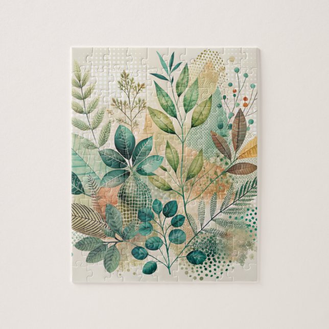 Botanical Leaves Collage Jigsaw Puzzle (Vertical)