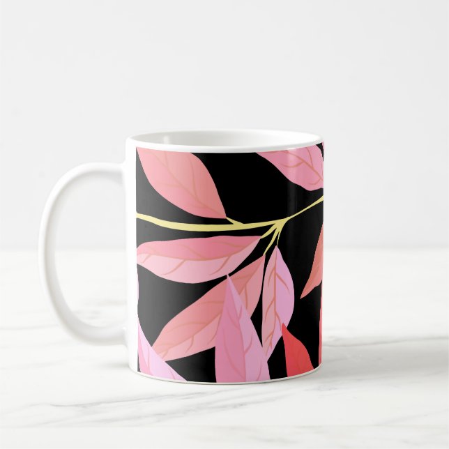 Botanical leaves, colourful seamless pattern. coffee mug (Left)