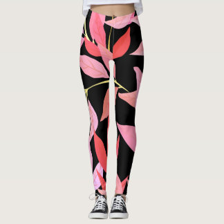 Botanical leaves, colourful seamless pattern. leggings
