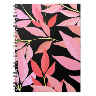 Botanical leaves, colourful seamless pattern. notebook