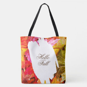 Botanical Leaves Colourful Trendy Fall Hello Autum Tote Bag