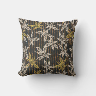 Botanical leaves Complex maximalist black Cushion