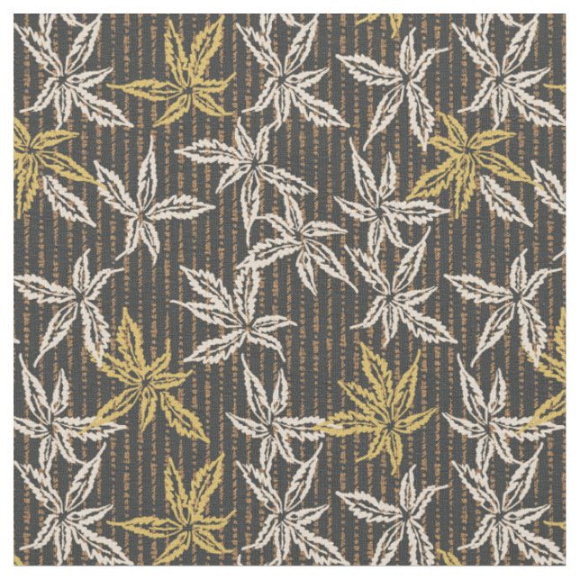 Botanical leaves Complex maximalist black  Fabric (Close Up)