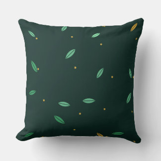 Botanical Leaves Dark Green Seamless Pattern Cushion