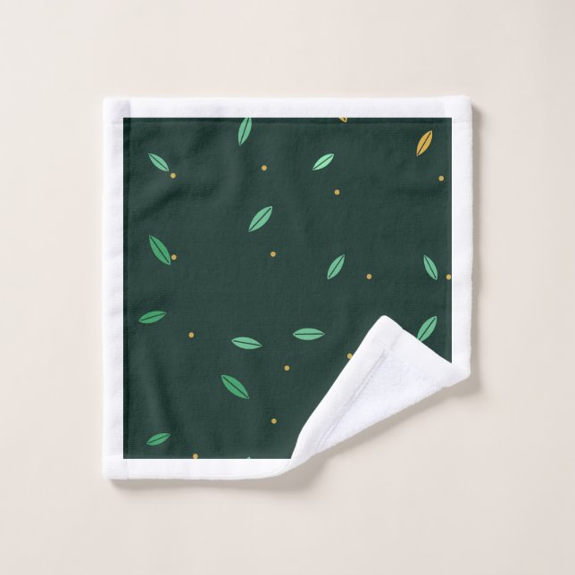 Botanical Leaves Dark Green Seamless Pattern Wash Cloth (Wash Cloth)