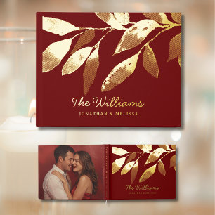 Botanical Leaves Foil Guest Book Photo Guestbook