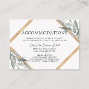 Botanical Leaves Gold Wedding ACCOMMODATION Enclosure Card