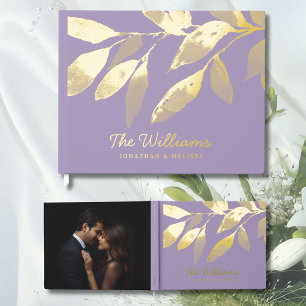 Botanical Leaves Lavender Foil Guest Book Photo