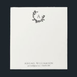 Botanical Leaves Neutral Ivory Monogram Initial Notepad<br><div class="desc">A hand drawn crescent wreath of leaves and laurels surrounds your monogram or initial. Click the customise button to change the background colour or to add more text.</div>