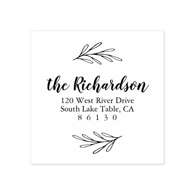 Botanical leaves Return Address Self-inking Rubber Stamp (Imprint)