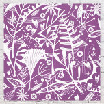Botanical Leaves Silhouette Purple and White Canvas Print<br><div class="desc">Pretty floral botanical silhouettes of nature,  white foliage,  leaves and flowers on a purple background.  Original art by Nic Squirrell.</div>