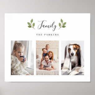Botanical Leaves Three Photo Family Poster