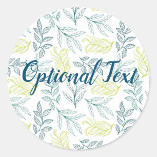 Botanical Leaves & Twiggy Branches Pattern Classic Round Sticker