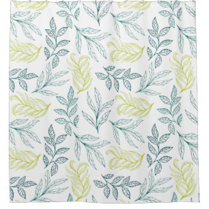Botanical Leaves & Twiggy Branches Pattern Shower Curtain