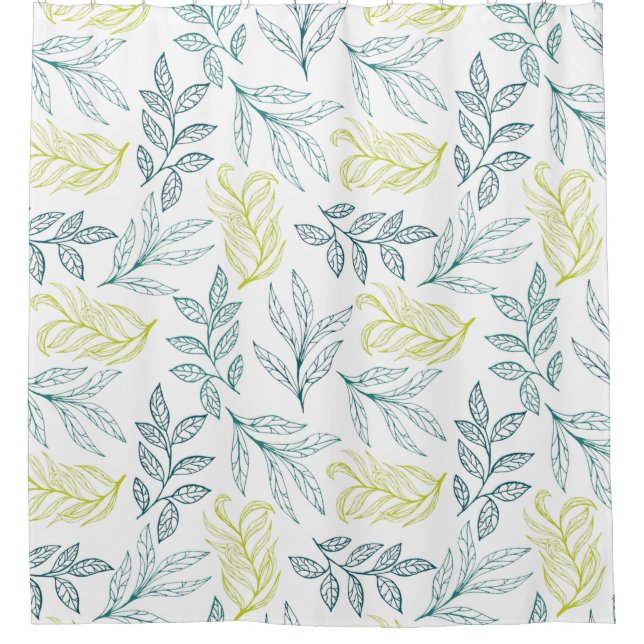 Botanical Leaves & Twiggy Branches Pattern  Shower Curtain (Front)