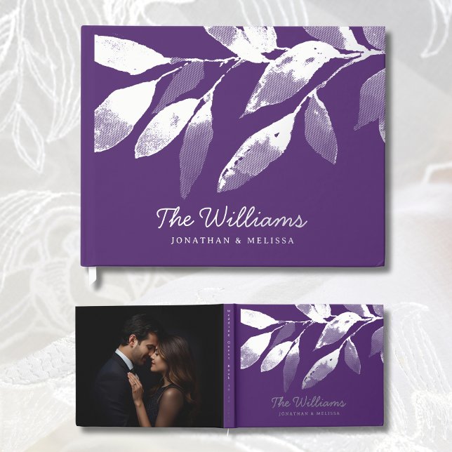 Botanical Leaves Violet Foil Guest Book Photo  (Creator Uploaded)