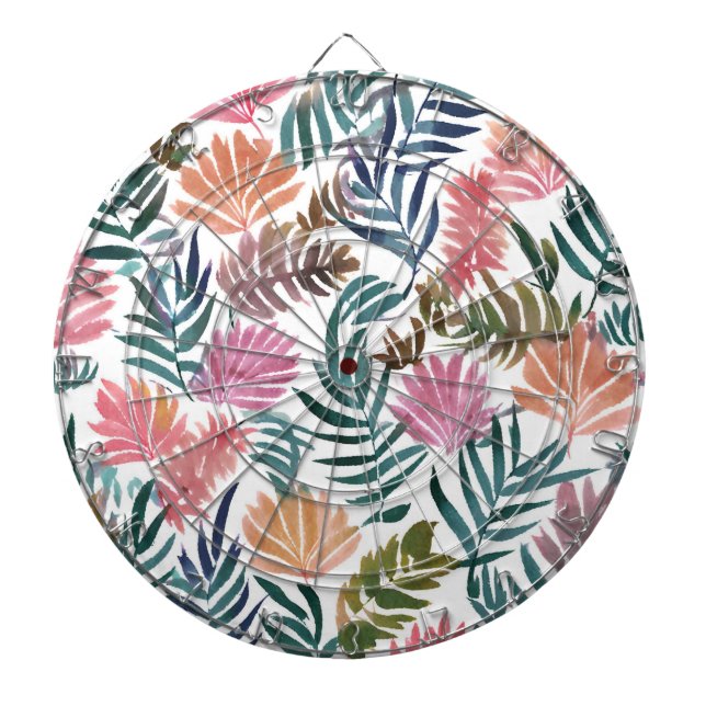 Botanical Leaves Watercolor | Floral Colorful Leaf Dartboard (Front)