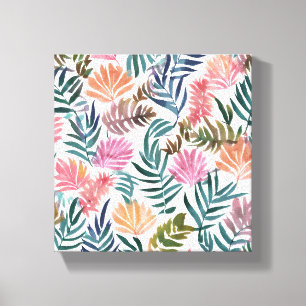 Botanical Leaves Watercolor   Floral Colourful Cut Canvas Print