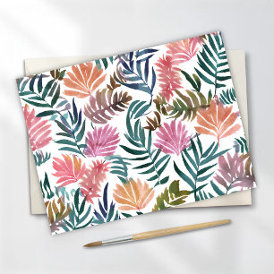 Botanical Leaves Watercolor Floral Colourful Cut Postcard