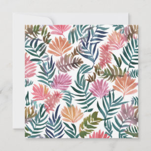 Botanical Leaves Watercolor Floral Colourful Cut Thank You Card
