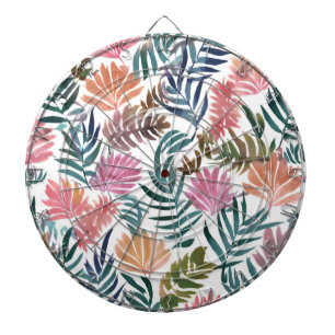 Botanical Leaves Watercolor   Floral Colourful Lea Dartboard