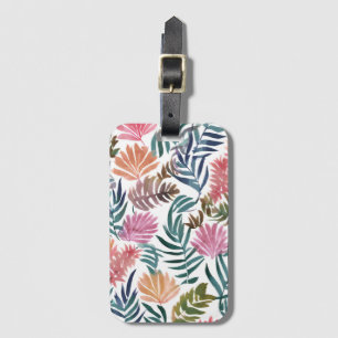 Botanical Leaves Watercolor   Floral Colourful Lea Luggage Tag
