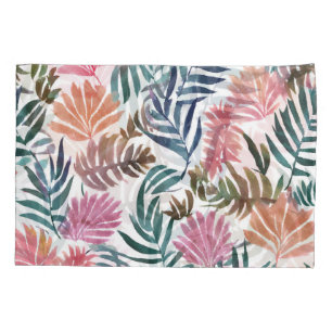 Botanical Leaves Watercolor   Floral Colourful Lea Pillowcase