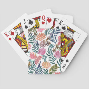 Botanical Leaves Watercolor   Floral Colourful Lea Playing Cards